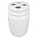 4-Piece Ceramic Mason Jar Bathroom Set (White), By Home Basics | Beautiful and Contemporary Design Bathroom Accessory Sets | Bath Accessories For Bathroom | Includes Soap Dish, Tumbler, Toothbrush Holder, and Lotion Dispenser