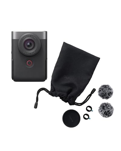 Canon PowerShot V10 4k Vlogging Camcorder (Silver) - All-In-One Vlog Camera, Pocket and Built-in Support - Digital Video Camera for YouTube and Live Streaming - Bluetooth, Wi-Fi, UVC/UAC