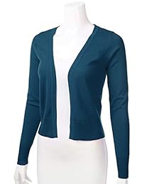 Bolero de punto de manga larga para mujer con parte delantera abierta y recortada (S-XL)