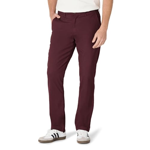 Amazon Essentials Men's Athletic-Fit Broken-in Chino Pant Pants, -Burgundy, 38W…