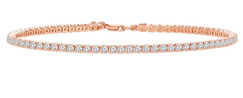 Sterling Silver CZ Tennis Bracelet 2mm (Rose-Tone)