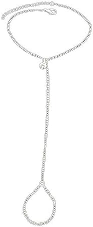 FEELONTOP Beach Style Gold Chain Anklet with Toe Ring Barefoot Jewelry Love Décor with Jewelry Pouch (silver)