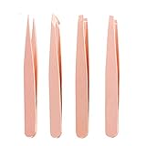 Marks Gouger Black Slanted, White Straight and Red Pointed Tweezers with Case, Set of 3