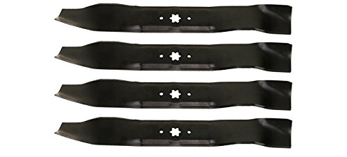 USA Mower Blades (4 MTD616MBP Toothed Extra High-Lift for MTD 490-100-M115 942-616 742-04087 Length 21-3/16in. Width 2-3/4in. Thickness .150in. Center Hole 6 Point Star 38in. Deck