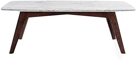 Bianco Collection Faura 18" x 43.5" Marble Table in White and Walnut