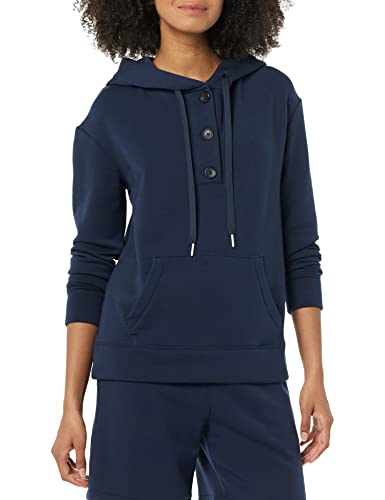 AMAZON ESSENTIALS WOMEN’S FLEECE LONG SLEEVE HENLEY HOODIE (AVAILABLE IN PLUS SIZE) (PREVIOUSLY AMAZON AWARE), NAVY, MEDIUM