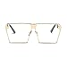 JOJO'S SECRET Oversized Square Sunglasses Metal Frame Flat Top Sunglasses JS009 (Gold/Transparent Red+Gold/Pink, 2.48)