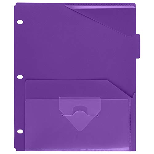 Five Star Binder Dividers, Flex, NotePocket, 3 Tabs, Teal, Purple, Lime