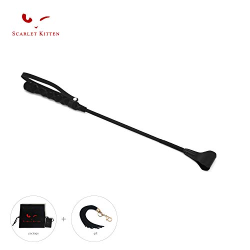 SCARLET KITTEN Riding Crop Horse Whip Spanking with Leather Loop Slapper Jump Bat (Black)