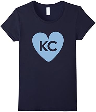 Women's KC Heart Love Kansas City T-Shirt Adult Womens and Kids Medium Navy