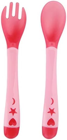 Temperature Sensing Feeding Flatware Tablewar Baby Infant Spoon & Fork Set