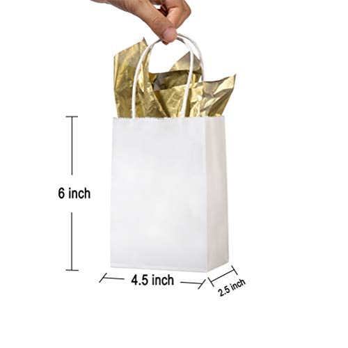 AWELL Small White Paper Bag with Handle Party Favours Bag 6x4.5x2.5 inch for Wedding Birthday Baby S - //medicalbooks.filipinodoctors.org