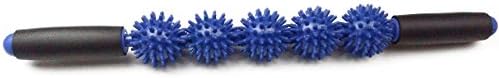 Joy of Fitness Massage Stick, Muscle Trigger Point Therapy, Relieve Muscles Pains Massage Roller Stick, Self Massage Bar, Yoga Massager, Ergonomic Padded Grip 5 Spiky Balls Massage Tool (blue)