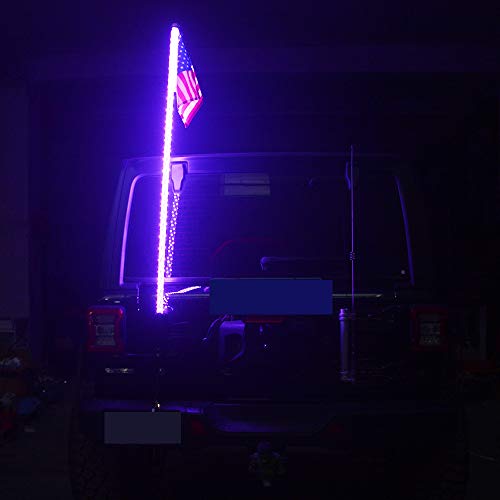 Z8LED 4FT(1.2M) Bluetooth Controll 360° Sprial Rising LED Whips Light With Dancing/Chasing Light LED Antenna Light For Off- Road Vehicle ATV UTV RZR Jeep Trucks (one piece)
