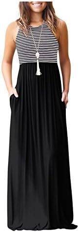 Women's Dresses Summer Striped Bohemian Short Sleeve Comfy Maxi Long Dress