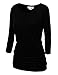 Match Women's 3/4 Sleeve Drape Top with Side Shirring (140 Black,XX-Large)