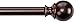 AmazonBasics 1" Curtain Rod with Round Finials, 72" to 144", Espresso (Dark Bronze) primary