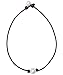 Single Cultured Freshwater Pearl Necklace Choker for Women Genuine Leather Jewelry Handmade 16'' Brown