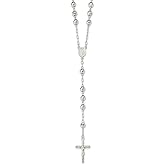 Diamond2Deal Sterling Silver Polished Rosary Necklace Fine Jewelry Gift for Women
