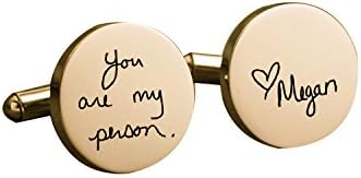 Personalized Handwriting Cufflinks for Men in Sterling Silver Custom Engraved with Any Name