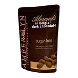 Amber Lyn Sugar Free Dark Chocolate Almonds 20 oz Sugar Free, Gluten Free, Low Net Carbs and Diebetic Friendly