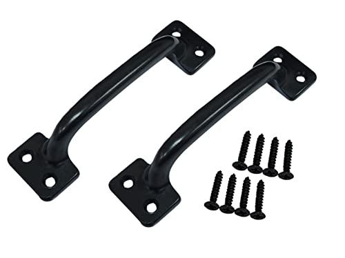 QCAA Soild Brass, 4-7/8", Heavier Sash Lift Pull, Traditional Type, Matte Black, 2 Pack, Made in Taiwan