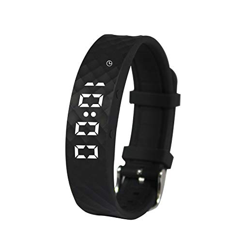 Black Pivotell Vibratime: Vibrating Pill Reminder Alarm Watch - with up to 12 Daily Alarms - Rechargable (USB Charger Included)