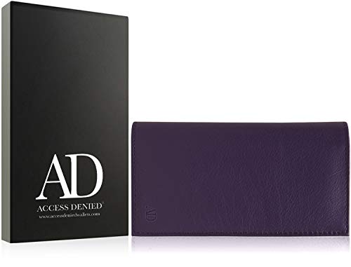 Genuine Leather Checkbook Cover For Women & Men - Checkbook Holder Check Book Covers For Duplicate Checks Card Wallet RFID