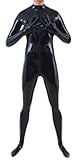 AvaCostume Men's Black Front Zipper Latex Catsuit Bodysuit Unitard Without Hood , XL, Red