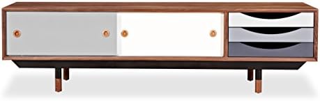Kardiel Color Theory Mid-century Modern Media Cabinet, Walnut/Grey