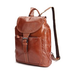 Vintage Backpacks Ladies Cow Leather Front Buckle Closure Bags Brown