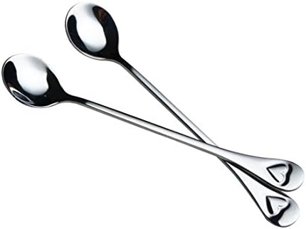 Romantic Desserts Spoons,UTours Stainless Steel Love Heart Handle Spoon for Coffee, Desserts, Tea, Ice Cream, Sugar (2 Pcs)