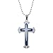 Stainless Steel Cross Pendant Men's Necklace Chain (Blue)