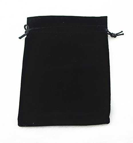 Pack of 25 Velvet Gift Bags Drawstring Jewelry Pouches Candy Bags Wedding Favors (6" X 4", black)