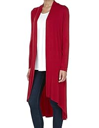 SHOP DORDOR Maxi Cardigan de manga larga para mujer, con dobladillo alto, abierto, frontal