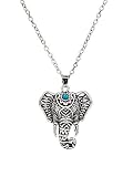 ZEALMER Vintage Silver Good Luck Elephant Owl Necklace Pendant Feathers Chain Tassel