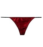 Farlenoyar Women Silk String Bikini Briefs Sexy Underwaer Stretch Adjustable Waist (Wine)