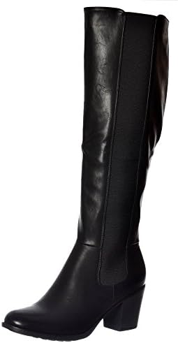 Onlineshoe Women's Elasticated Stretch Knee High Low Heel Winter Boot - Black, Tan