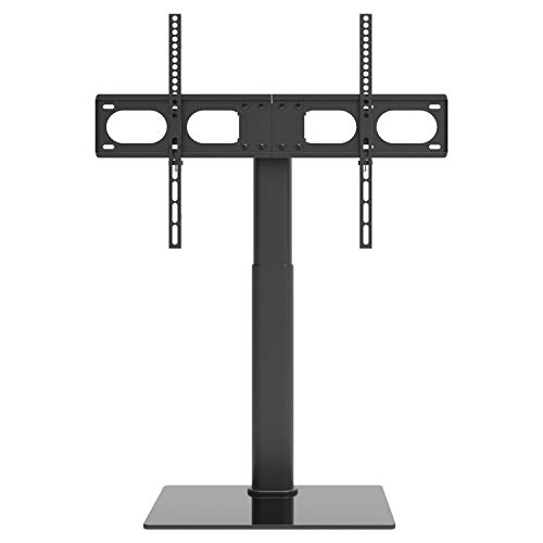 WALI Table Top TV Stand with Glass Base and Security Wire Fits Most 32