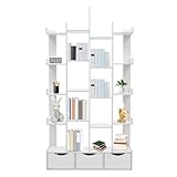 Tall Book Organizer, 5 Tier Wood Bookshelf with 13