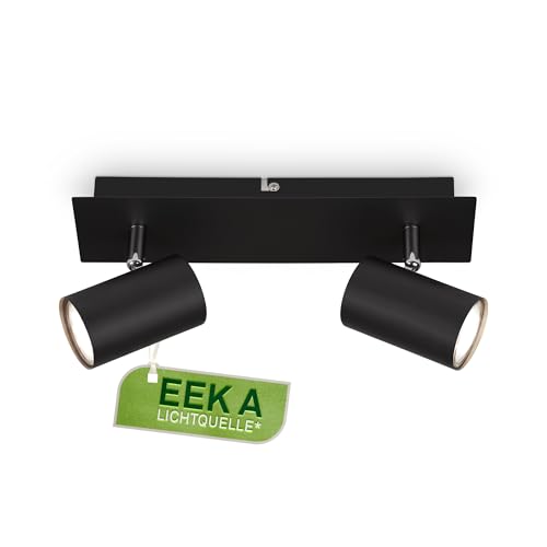 BRILONER - LED Deckenlampe mit EEK A Lichtquelle, schwenkbar, 3000K warmweiß, je 2W, je 450 Lumen, Deckenleuchte, Lampe, Wohnzimmerlampe, Schlafzimmerlampe, Küchenlampe, 29 cm, Schwarz