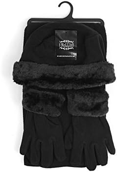 Women's Solid Polyester Fleece 3-Piece gloves scarf Hat Winter Set