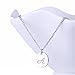 AOLO Silver Color Initial Disc Necklace Script Cursive A