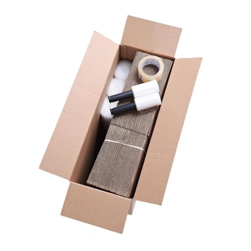 Kit Mudança Completo com Caixa de Papelão Reforçada, Fita Adesiva Larga, Filme Stretch e Plástico Bolha – Embalagem para Transporte, Organização e Proteção de Móveis e Objetos