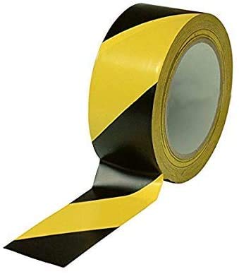 Diamond Packaging - 1 Roll - Hazard/Warning Safety Tape Colours Black & Yellow Size 48mm x 33M