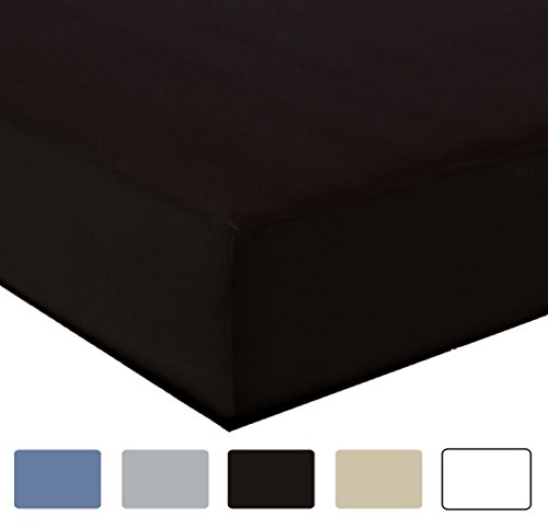 Fitted Sheet - Wrinkle Resistant Fitted Bottom Sheet, Deep Pocket Super Soft Twin Size Fitted Black Sheets, 14 inch Fully Elasticized Deep Pocket Fitted Sheet by Weavely (Twin, Black)