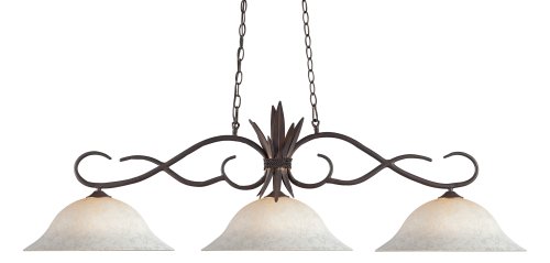 Z-Lite 129BRZ-WM16 54-Inch 3-Light Billiard/Island Fixture with White Glass Shades