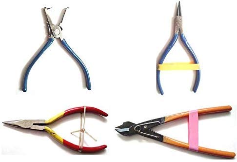 AN Sunshine Jewellery Making Tool Combo - Flat, Round and Side Cutter Nose & Hole Punch Plier - Pack of 4 Pcs