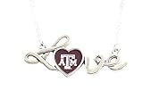 Texas A&M Aggies TAMU Heart Love Script Fashion Necklace
