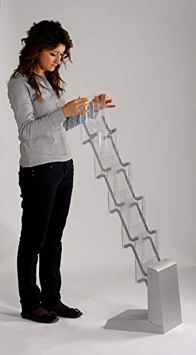 DISPLAY SALES A4 Folding Borchure Display | Display Stand with 5 Acrylic Compartments | A4 Leaflet Display with Carry Bag | Ideal for Brochure, Catalogue, Flyer